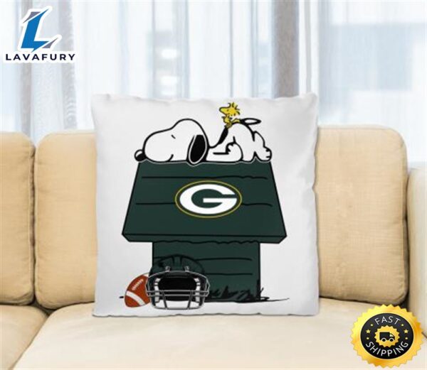 Green Bay Packers NFL Football Snoopy Woodstock The Peanuts Movie Pillow Square Pillow