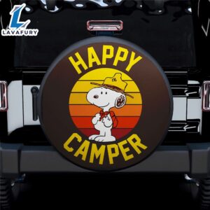 Happy Camper Snoopy Jeep Car Spare Tire Covers Gift For Campers