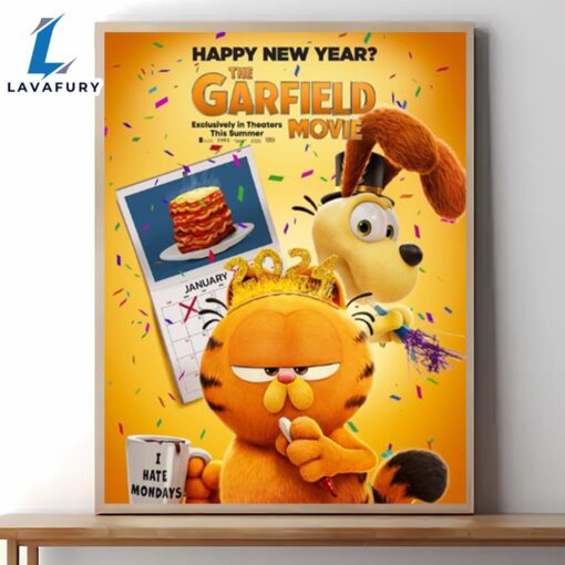 Happy New Year The Garfield Movie Poster Art Decorations Poster Canvas