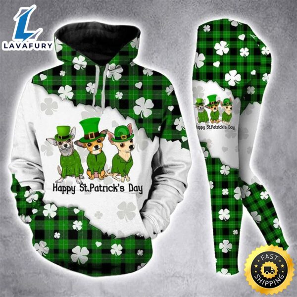 Happy Patrick’s Day Legging Hoodie Funny Chihuahua Buffalo Plaid Clothes For Women HN
