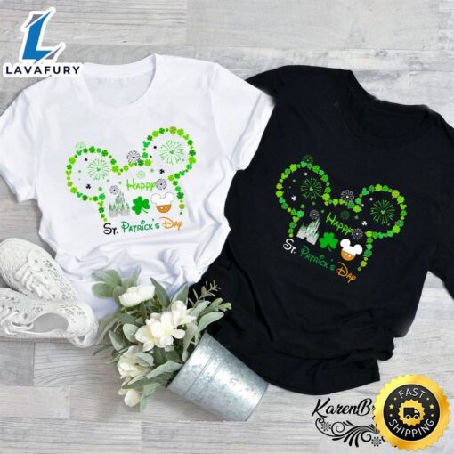 Happy St Patricks Day Mickey Minnie Shamrock Shirt