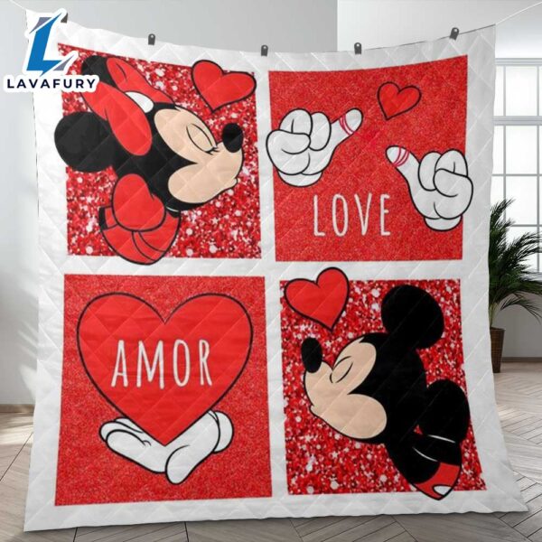 Happy Valentine’s Day Sweet Love Of Mickey Couple Cartoon Disney Gift Lover Blanket