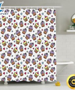 Happy Valentines Day Bathroom Shower Curtain Sweet Candy And Cake Home Bath Decor Loving