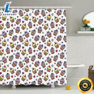 Happy Valentines Day Bathroom Shower Curtain Sweet Candy And Cake Home Bath Decor Loving