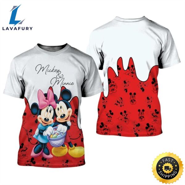 Happy Valentine’s Day Mickey And Minnie Mouse Couple Tshirt 3D Printed