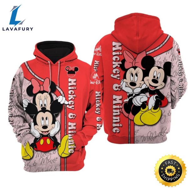 Happy Valentine’s Day Mouse Ears Couple Mickey And Minnie Hoodie 3D Printed