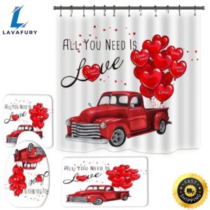 Happy Valentines Day Shower Curtain All You Need Is Love Home Bath Decor I Love You Heart Bathroom Curtain Set
