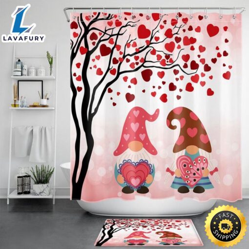 Happy Valentines Day Shower Curtain Heart Bathroom Decor Romantic Red Heart Bathroom Sets