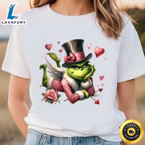 Happy Valentine Grinch With Rose Shirt