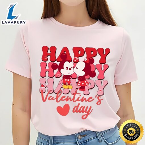 Happy Valentine Mickey Minnie Hearts Valentine’s Shirt