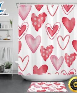 Hearts Pattern Shower Curtain Valentine…