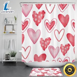 Hearts Pattern Shower Curtain Valentine…