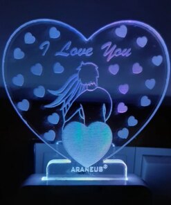 I Love You In Heart Shape 3d Illusion Led Night Lamp