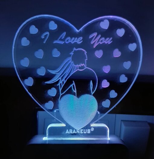 I Love You In Heart Shape 3d Illusion Led Night Lamp