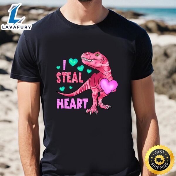 I Steal Heart Dinosaur Heart Valentine T-Shirt