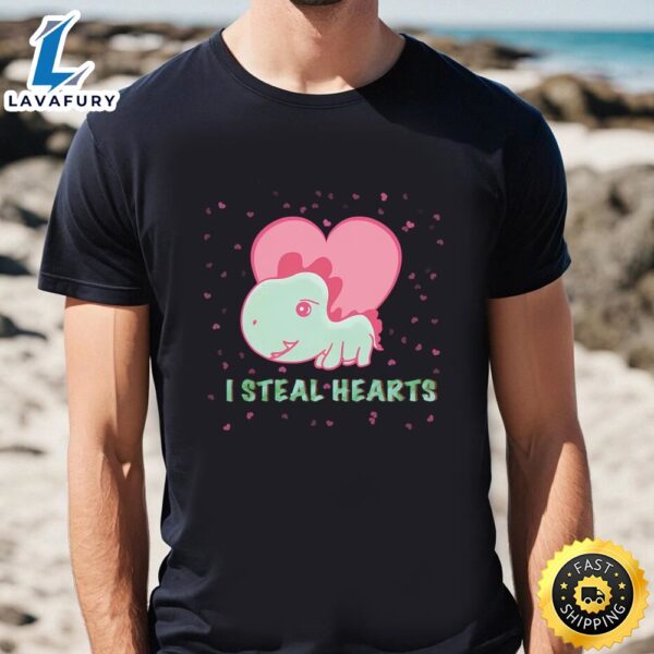 I Steal Hearts Valentines Day Cute Dinosaur Shirt