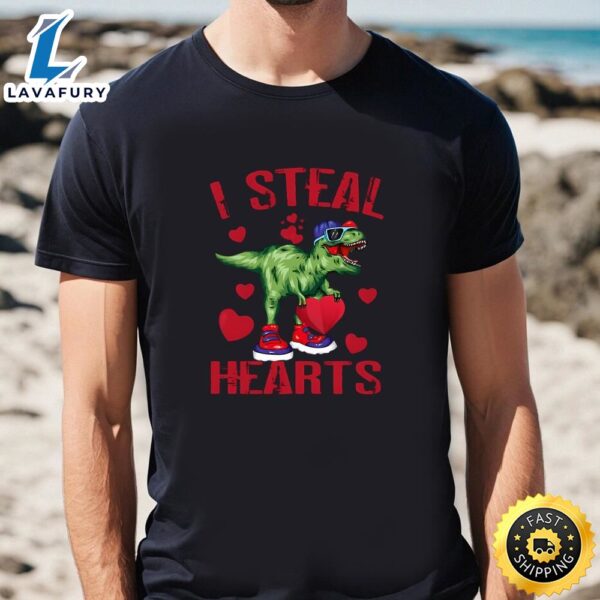I Steal Hearts Valentines Day Dinosaur T-Rex T-Shirt