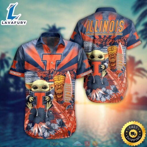 Illinois Fighting Illini Baby Yoda NCAA Hawaiian Shirt