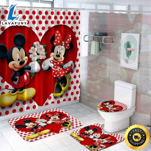 In Love Mickey Mouse Bathroom Set- Bathroom Curtain Set