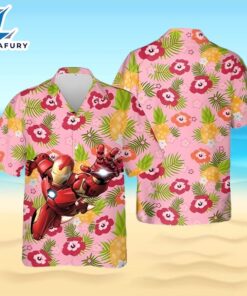 Iron Man Avengers With Floral Hawaiian Shirt Summer Gift