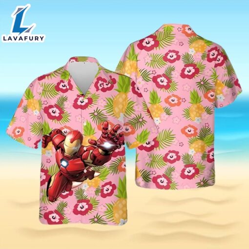 Iron Man Avengers With Floral Hawaiian Shirt Summer Gift