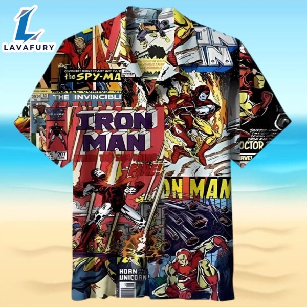 Iron Man Comic Striped Hawaiian Shirt
