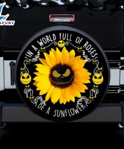Jack Skellington Sunflower Car Spare Tire Covers Gift For Campers