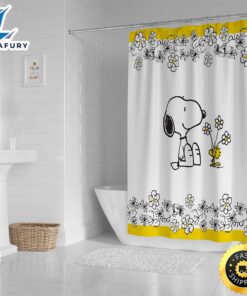 Jay Franco Peanuts Best Friend Flowers Shower Curtain & Easy Care Fabric Kids Bath Curtain