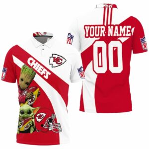Kansas City Chiefs Afc West Champions  Nfl Baby Yoda Baby Groot Hug Chiefs Ball 1 Personalized Polo Shirt