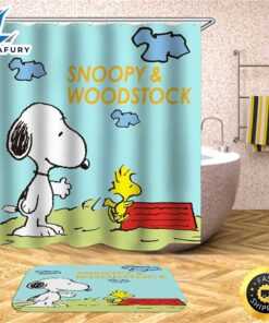Kwboo Cartoon Decoration. Snoopy Playing On The Beach. Shower Curtain