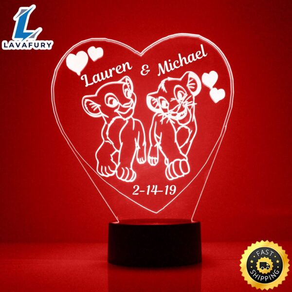 Lion Cubs Couples Names Led Light Personalized Free Night Lamp