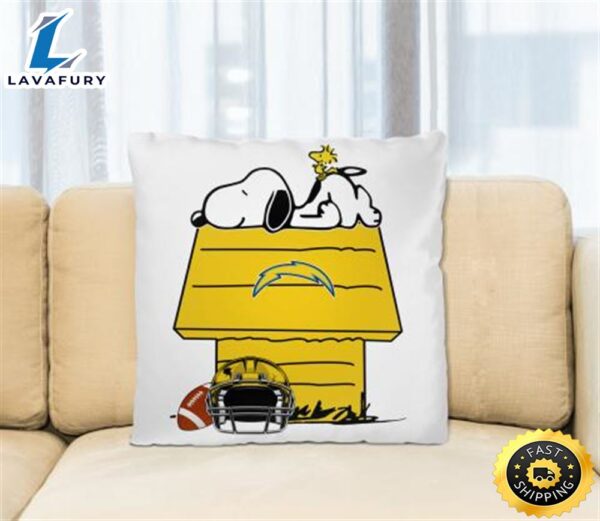Los Angeles Chargers NFL Football Snoopy Woodstock The Peanuts Movie Pillow Square Pillow