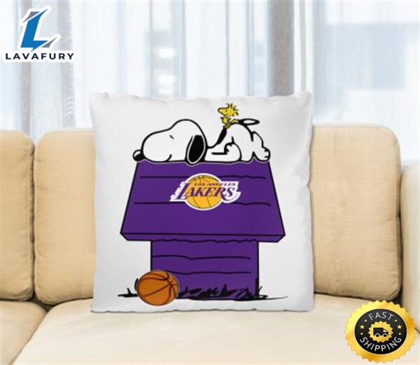 Los Angeles Lakers NBA Basketball Snoopy Woodstock The Peanuts Movie Pillow Square Pillow