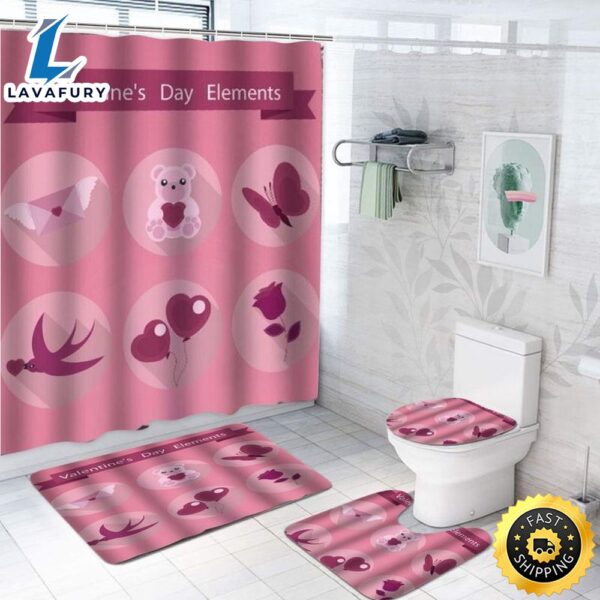 Love Letter Gift Bathroom Shower Curtain Valentines Day Elements Gift