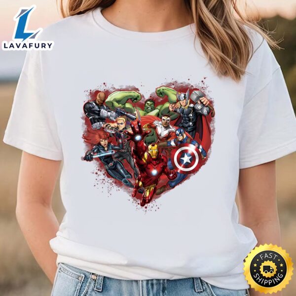 Marvel Avengers Heart Group Shot Valentine T-Shirt