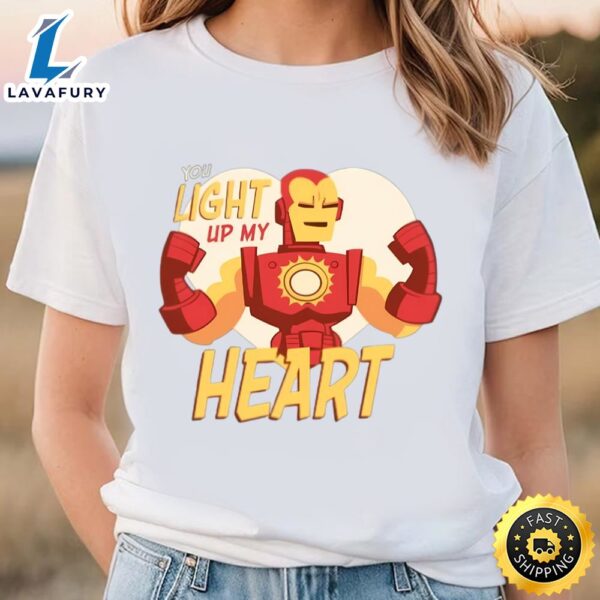 Marvel Iron Man Light Up My Heart Valentine’s Day Shirt