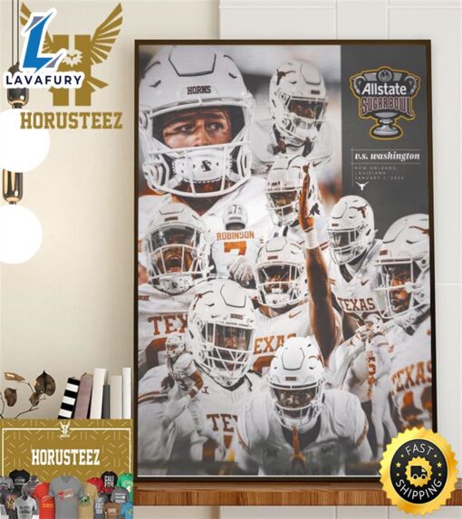 Matchup Texas Longhorns Vs Washington In Sugar Bowl At New Orleans La January 1 2024 Poster Canvas