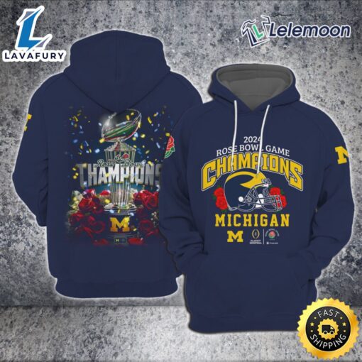 Michigan Football 2024 Rose Bwl Game Champions Hoodie