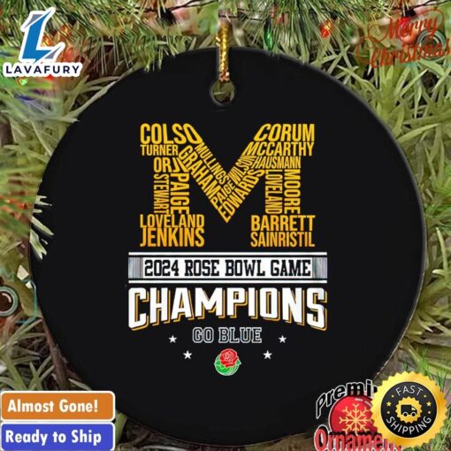 Michigan Wolverines 2024 Rose Bowl Game Champions Go Blue Ornament Tree Decoration