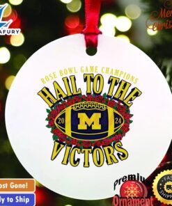 Michigan Wolverines 2024 Rose Bowl Game Champions Hail To The Victors Ornament