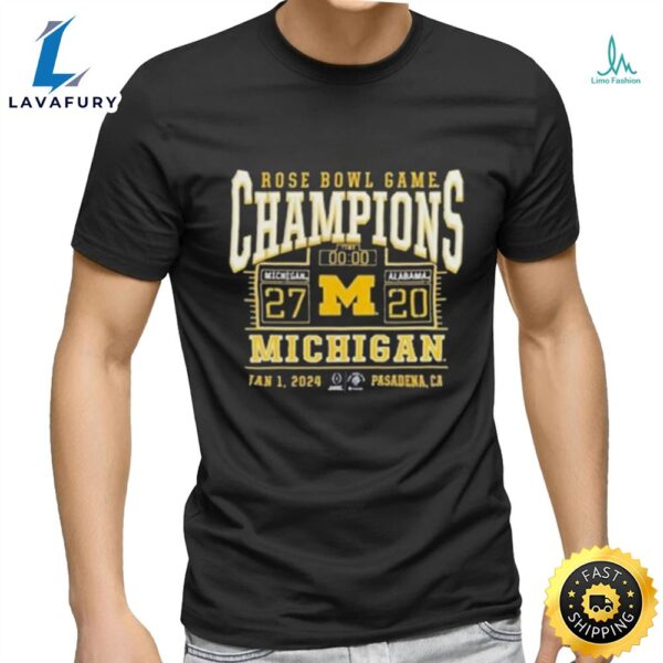 Michigan Wolverines College Football Playoff 2024 Rose Bowl Champions T Shirts