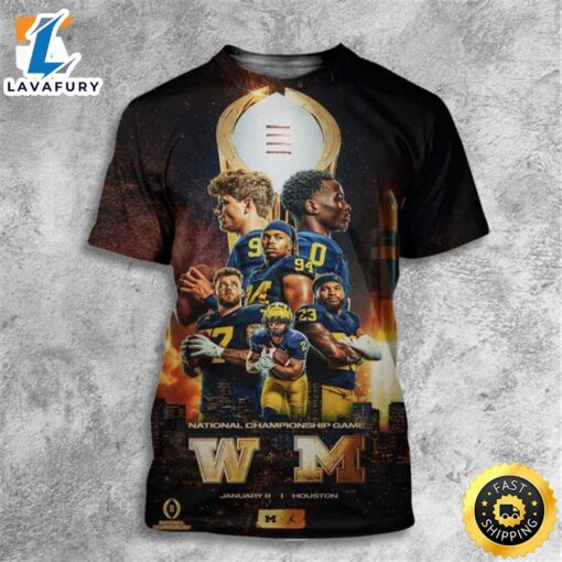 Michigan Wolverines Play For The National Championship On Monday January 8th 2024 All Over Print Shirt