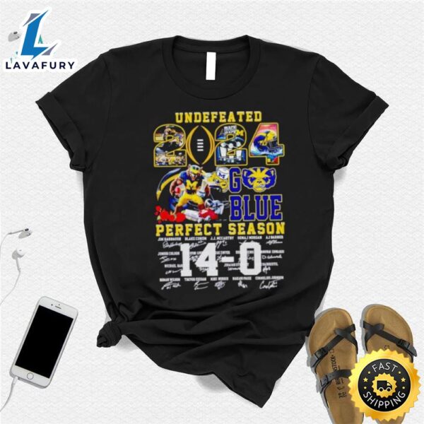 Michigan Wolverines Undefeated 2024 Go Blue Perfect Season Signatures Shirt