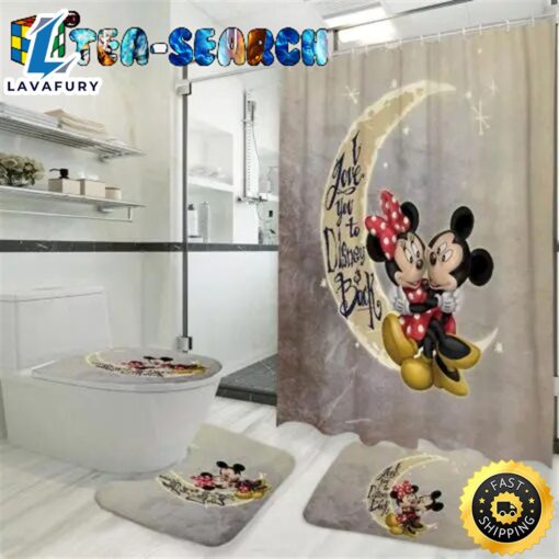 Mickey And Minnie Moon I Love You To Disney And Back Shower Curtains Bathroom Sets