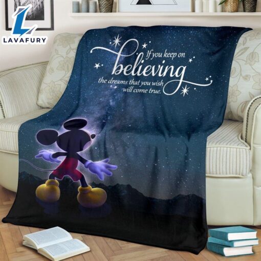 Mickey Mouse Disney Keep On Believing Fleece Blanket Gift For Fan