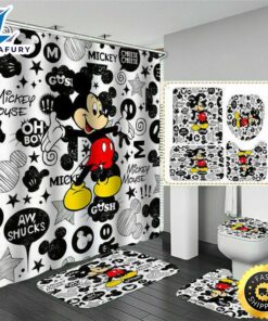 Mickey Shower Curtain Set Waterproof…