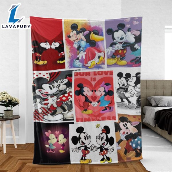 Mickey and Minnie Disney Fan Gift, Valentine’s Day Gift, Mickey and Minnie Love Collage Gift, Our Love Is Timeless Comfy Sofa Throw Blanket Gift
