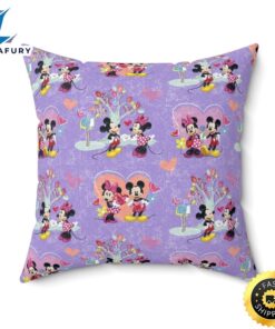 Mickey and Minnie Mouse Valentine Spun Polyester Square Pillow