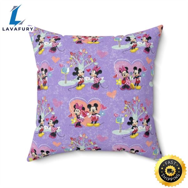 Mickey and Minnie Mouse Valentine Spun Polyester Square Pillow