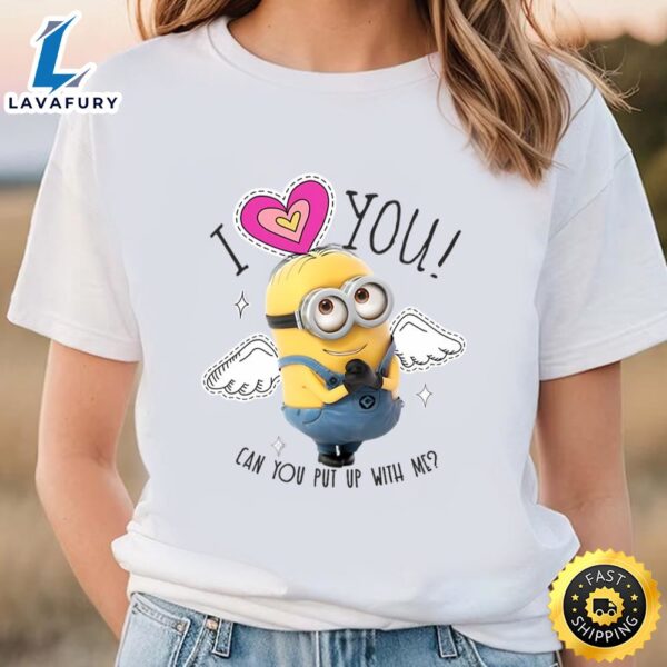 Minions Valentine’s Day Dave I Love You Angel Wings T-Shirt